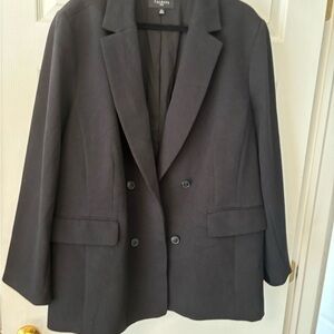 Talbots Double Breasted Open FrontJacket Blazer Black Womens Sz 22w New